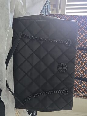 Tory Burch Black Quilted Chain-Handle Messenger Bag